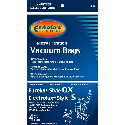 EnviroCare Replacement Micro Filtration Vacuum Cleaner Dust Bags Fit Electrolux Harmony/Oxygen Style S And Eureka Canisters Style S Canisters 4 Pack 1 EnviroCare Replacement Micro Filtration Vacuum Cleaner Dust Bags Fit Electrolux Harmony/Oxygen Style S And Eureka Canisters Style S Canisters 4 Pack