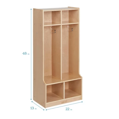 ECR4Kids 2-Section Coat Locker With Bench, Classroom Furniture, Natural 1 ECR4Kids 2-Section Coat Locker With Bench, Classroom Furniture, Natural