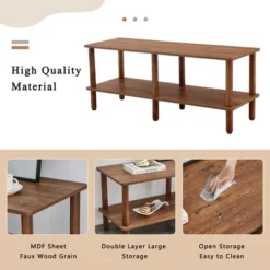 Modern 2-Tier Coffee Table For Living Room Furniture, Center Table With Open Storage Shelf, Rounded Rubberwood Legs -Baxton Studio Shop GUEST 1305f475 415a 4cc1 8c93 98a57af6cb29