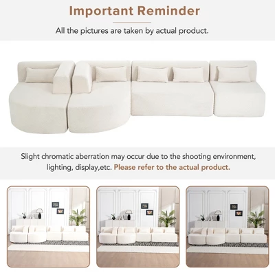144"W Modular Sectional Sofa, Oversized Upholstered Cloud Couch With 2 Chaise Lounge & 5 Pillows - ModernLuxe 6 144"W Modular Sectional Sofa, Oversized Upholstered Cloud Couch With 2 Chaise Lounge & 5 Pillows - ModernLuxe - Image 6