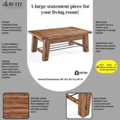 Alaterre Furniture Durango Industrial Wood Coffee Table Dark Brown: Rustic Acacia & Steel, Fixed Shelf -Baxton Studio Shop GUEST 1334685b 079e 4750 95ab e84f0e475dcf