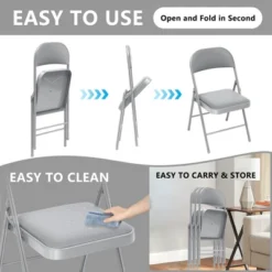 SUGIFT 6 Pack Folding Chairs With Padded Seats, Gray -Baxton Studio Shop GUEST 133654a6 e6ce 45e6 b333 f69c530ff641
