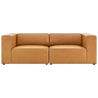 2pc Mingle Vegan Leather Sectional Sofa Loveseat - Modway 1 2pc Mingle Vegan Leather Sectional Sofa Loveseat - Modway