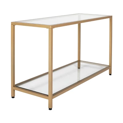 47" Camber Modern Glass Console Table Gold - Studio Designs Home 2 47" Camber Modern Glass Console Table Gold - Studio Designs Home - Image 2