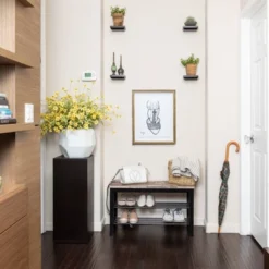 31.5" Entryway Storage Bench And Shoe Rack Distressed Wood Finish Brown - Danya B. -Baxton Studio Shop GUEST 1384c368 1435 4ac3 9d42 e052ec852822