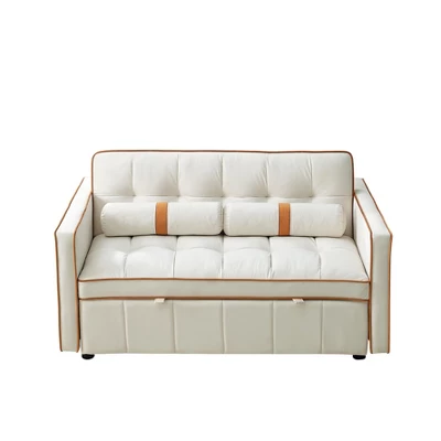 55.5" Pull Out Sleeper Sofa Bed, Upholstered Loveseat Sofa Couch With Side Pockets, Adjustable Backrest, And Lumbar Pillows-ModernLuxe 3 55.5" Pull Out Sleeper Sofa Bed, Upholstered Loveseat Sofa Couch With Side Pockets, Adjustable Backrest, And Lumbar Pillows-ModernLuxe - Image 3
