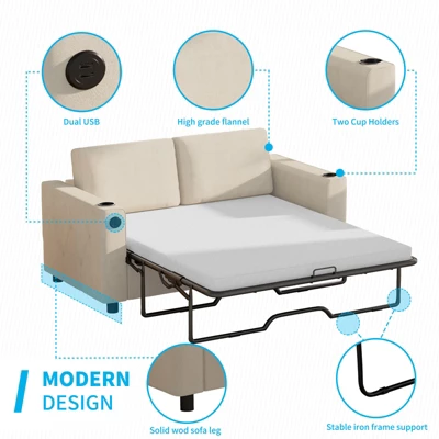 Mjkone 2-in-1 Pull Out Sofa Bed,Sleeper Sofa Couch With Memory Foam Mattress,Cup Holder,USB,Pull Out Couch Bed 3 Mjkone 2-in-1 Pull Out Sofa Bed,Sleeper Sofa Couch With Memory Foam Mattress,Cup Holder,USB,Pull Out Couch Bed - Image 3