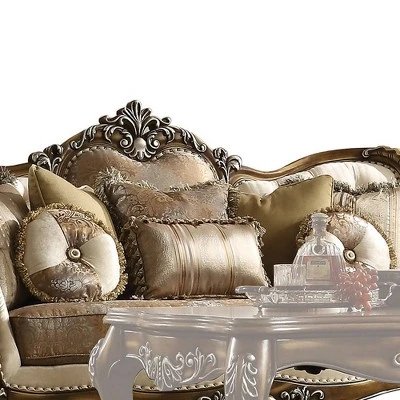 88" Latisha Fabric Pattern Sofa Tan/Antique Oak - Acme Furniture 2 88" Latisha Fabric Pattern Sofa Tan/Antique Oak - Acme Furniture - Image 2