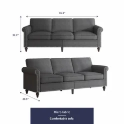 Mjkone Linen Fabric Modern 3-Seater Sofa Couch With Rivet Design 14 Mjkone Linen Fabric Modern 3-Seater Sofa Couch With Rivet Design -Baxton Studio Shop GUEST 13f42ddd 1110 4914 92f0 3ac1eb293faf