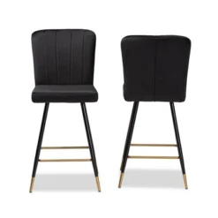 2pc Preston Two-Tone And Metal Bar Stool Set - Baxton Studio