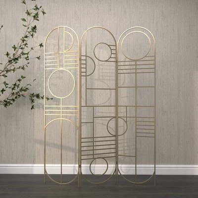 Modern Metal Room Divider Screen Gold - Olivia & May 9 Modern Metal Room Divider Screen Gold - Olivia & May - Image 9