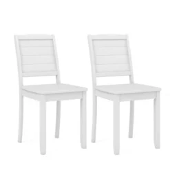 Costway Armless Wood Dining Chair Set Of 2 With Rubber Wood Legs Curved Backrest Kitchen White/Black -Baxton Studio Shop GUEST 14859513 62b5 4266 8264 a50cde27da10