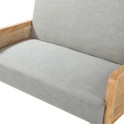 Criss Velvet Loveseat Rattan Armrest 2-Seater Tufted Back Sofa Contemporary Loveseat For Living Room | Karat Home -Baxton Studio Shop GUEST 14a7776d bb18 4914 9958 a4f2d12eda9a