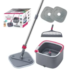 True & Tidy TrueClean Spin Mop & Bucket System With Silicone Sweeper 35 True & Tidy TrueClean Spin Mop & Bucket System With Silicone Sweeper -Baxton Studio Shop GUEST 14c19b85 e90b 4b88 8c5d 8620ebf262ac