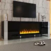 68"W TV Stand TV Console Sideboard Entertainment Center Media Console With Electric Fireplace And Cabinets For TVs Up To 78", White/Black-ModernLuxe