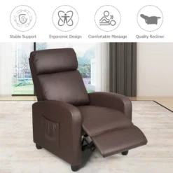 Recliner Massage Chair, Ergonomic Adjustable Single Sofa With Padded Seat BlackBrownGray -Baxton Studio Shop GUEST 151d9c34 16e8 406a 9d92 0d8c74d68cf9