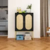 Natural Rattan 2 Door High Cabinet With Built-In Adjustable Shelves - ModernLuxe