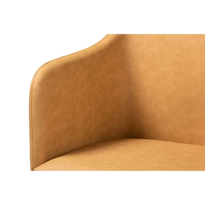 2pc Eris Tan Leather Upholstered And Metal Dining Chairs Black/Tan - Baxton Studio 3 2pc Eris Tan Leather Upholstered And Metal Dining Chairs Black/Tan - Baxton Studio - Image 3