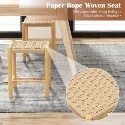 Costway Dining Stool Set Of 2/4 18'' Backless With Rubber Wood Frame Woven Paper Seat Kitchen -Baxton Studio Shop GUEST 1564aa46 023c 4a50 a406 50096c4d4af6