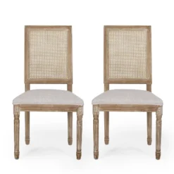 Christopher Knight Home Brownell French Country Fabric Upholstered Wood And Cane Dining Chairs (Set Of 2) -Baxton Studio Shop GUEST 15901bd9 9416 41e1 a391 5912556839a6