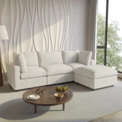 Cloud Sectional Couches For Living Room,100.5" Convertible L Shaped Couch With Ottoman, 4 Seater Modular Sectional Sofa,Furniture Sets -Baxton Studio Shop GUEST 15bcf7f7 b4bf 49ae b3d2 f85abc8d22e0