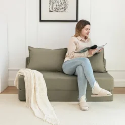 Foldable Sofa Bed With Memory Foam And Removable Cover, Convertible Floor Sleeper Chair For Guest Room, Lounge Couch With Backrest And Pillow-Koiai -Baxton Studio Shop GUEST 15cc98c8 e3ec 46cf 822e b62795ed3505