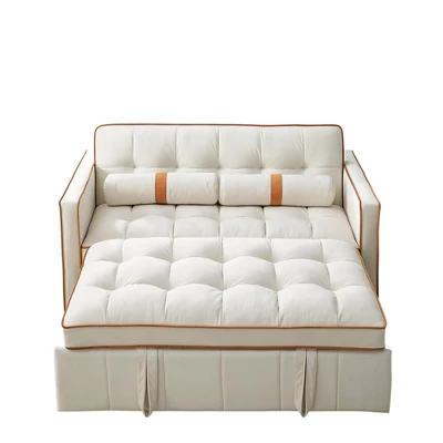 55.5" Pull Out Sleeper Sofa Bed, Upholstered Loveseat Sofa Couch With Side Pockets, Adjustable Backrest, And Lumbar Pillows-ModernLuxe 4 55.5" Pull Out Sleeper Sofa Bed, Upholstered Loveseat Sofa Couch With Side Pockets, Adjustable Backrest, And Lumbar Pillows-ModernLuxe - Image 4