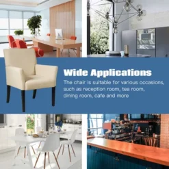 Costway Executive Guest Chair Accent Chair Arm Chair W/Rubber Wood Legs -Baxton Studio Shop GUEST 15fffb6e b250 4462 9b79 215b9e25aab2