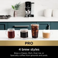 Ninja DualBrew Pro Specialty Coffee System, Single-Serve, Pod, And 12-Cup Drip Coffee Maker - CFP301: Coffee Machine With Frother, 60 Oz Capacity -Baxton Studio Shop GUEST 160606d7 6f94 4aed b09f 683e9775f569