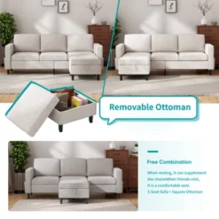 Mjkone Convertible Sectional Sofa Couch, 3-Seat L-Shaped Sofa With Storage Ottoman 24 Mjkone Convertible Sectional Sofa Couch, 3-Seat L-Shaped Sofa With Storage Ottoman -Baxton Studio Shop GUEST 1643165c cdef 4cfd 9788 14bc21f6b62e