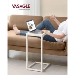 VASAGLE C-Shaped End Table, Small Side Table For Couch, Sofa Table With Metal Frame