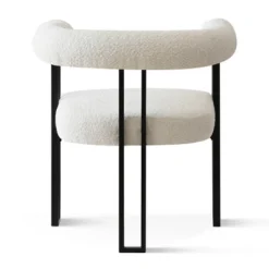 Mia Boucle Dining Chairs Set Of 2,Boasting Curved Wishbone Frame Streamlined Silhouette Armrest Dining Chairs With Three Legs-Maison Boucle -Baxton Studio Shop GUEST 16747101 28cc 48a7 8446 e87c259624f8