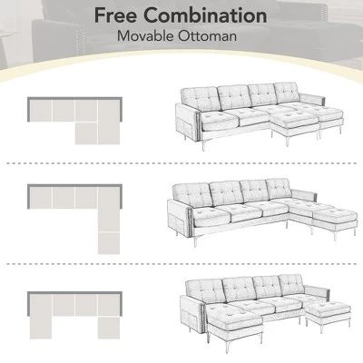 111" U-Shape Convertible Sectional Sofa Couch With Movable Ottoman-ModernLuxe 2 111" U-Shape Convertible Sectional Sofa Couch With Movable Ottoman-ModernLuxe - Image 2