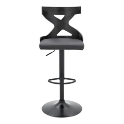 Etienne Adjustable Barstool With Faux Leather With Metal Finish Black/Gray - Armen Living 9 Etienne Adjustable Barstool With Faux Leather With Metal Finish Black/Gray - Armen Living -Baxton Studio Shop GUEST 16a60975 3896 412a 8dee dcf8669fb1cf