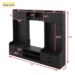 TIRAMISUBEST 4-in-1 Detachable Hall Tree With Storage And 7 Hooks - Black Entryway Organizer With Storage -Baxton Studio Shop GUEST 16af165d bfdd 4527 9f65 daa91fba59be