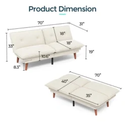 70" Chenille Futon, Convertible Loveseat Sleeper Sofa With Adjustable Backrest And Armrest For Small Spaces And Living Rooms -Baxton Studio Shop GUEST 17007f29 c518 4d7b a095 d51089ae0cf7