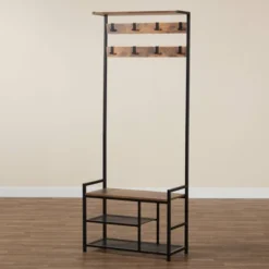 Edan Wood And Metal Freestanding Coat Hanger Walnut Brown/Black - Baxton Studio -Baxton Studio Shop GUEST 1762ef6d 44e5 42c6 b6a4 101092e220d2