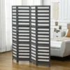 HOMCOM 5.6' 4 Panel Room Divider Folding Privacy Screen Panel, Louvred Freestanding Privacy Divider, White / Grey