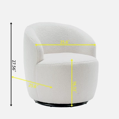 Bella Swivel Barrel Chair,2 Size Soft Touch Upholstered White Teddy Swivel Chair, Armrest 360° Swivel Nursery Chair-Maison Boucle 6 Bella Swivel Barrel Chair,2 Size Soft Touch Upholstered White Teddy Swivel Chair, Armrest 360° Swivel Nursery Chair-Maison Boucle - Image 6