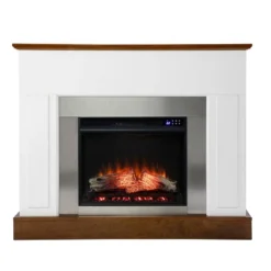 Cerkby Industrial Fireplace White/Dark Tobacco - Aiden Lane -Baxton Studio Shop GUEST 17d7951a 0c7c 44e0 909d 5d41b7daafa5