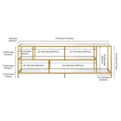 70" Metal Brass Streamlined TV Stand With Glass Shelves - Henn&Hart -Baxton Studio Shop GUEST 180e6cd0 7873 49af a0bb a7dc0c8e0f54