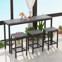 Modern Design Kitchen Long Dining Table Set With 3 Stools - ModernLuxe 20 Modern Design Kitchen Long Dining Table Set With 3 Stools - ModernLuxe -Baxton Studio Shop GUEST 18325406 818f 4928 96a0 ce2207ef73de