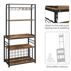 Yaheetech 65" Wine Bakers Rack Freestanding Wine Rack With Glass Holder And Wine Storage, Rustic Brown -Baxton Studio Shop GUEST 18399283 7858 48a3 a5e3 a81ed179a21e