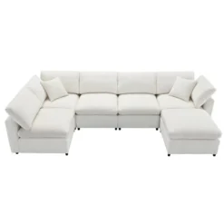 130"W Modular Sectional Sofa Couch Set, 6 Seat Convertible Sleeper Sofa Bed For Living Room -ModernLuxe -Baxton Studio Shop GUEST 1865cd13 060e 4345 bd44 b23a5f148c4c