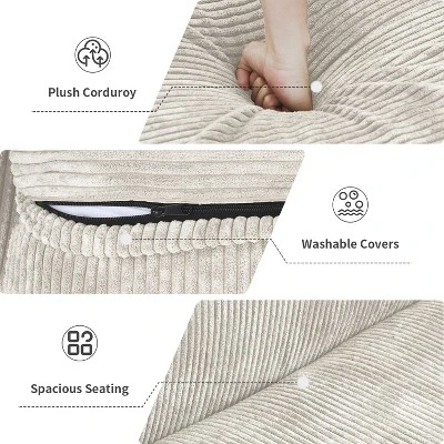 WJShome Modular Sectional Sofa Cloud Couch,Corduroy 141.73inch L Shaped Sofa With Chaise,Convertible Sleeper Sofa Couches 2 WJShome Modular Sectional Sofa Cloud Couch,Corduroy 141.73inch L Shaped Sofa With Chaise,Convertible Sleeper Sofa Couches - Image 2