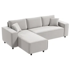 HOMCOM Sectional Sofa With Reversible Chaise, L-Shaped Corner Sofa Couch With Corduroy Fabric, Pocket Spring, 2 Pillows 13 HOMCOM Sectional Sofa With Reversible Chaise, L-Shaped Corner Sofa Couch With Corduroy Fabric, Pocket Spring, 2 Pillows -Baxton Studio Shop GUEST 189068e9 d686 4cb9 b08c 6fe92682633d