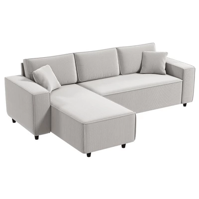 HOMCOM Sectional Sofa With Reversible Chaise, L-Shaped Corner Sofa Couch With Corduroy Fabric, Pocket Spring, 2 Pillows 7 HOMCOM Sectional Sofa With Reversible Chaise, L-Shaped Corner Sofa Couch With Corduroy Fabric, Pocket Spring, 2 Pillows - Image 7