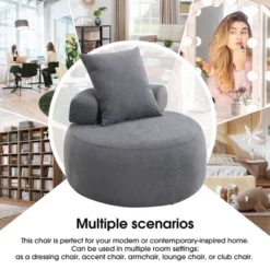 Modern Chenille Accent Reading Chair, High-Stretch Round Lounge Sofa-ModernLuxe -Baxton Studio Shop GUEST 189498f8 8513 42a7 b8c1 e3bb2bf6a7e0