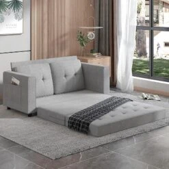 Mjkone Linen Pull Out Floor Sofa Bed, 3-in-1 Loveseat Sleeper Sofa Bed -Baxton Studio Shop GUEST 18b596ad fb02 4e32 84b8 63a89ea9ebc0