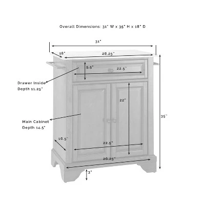 Lafayette Stone Top Portable Kitchen Island/Cart Black/White - Crosley 9 Lafayette Stone Top Portable Kitchen Island/Cart Black/White - Crosley - Image 9